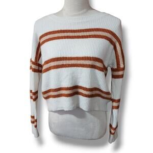 Hazel Moon Striped Cropped Pullover Acrylic Knit Sweater